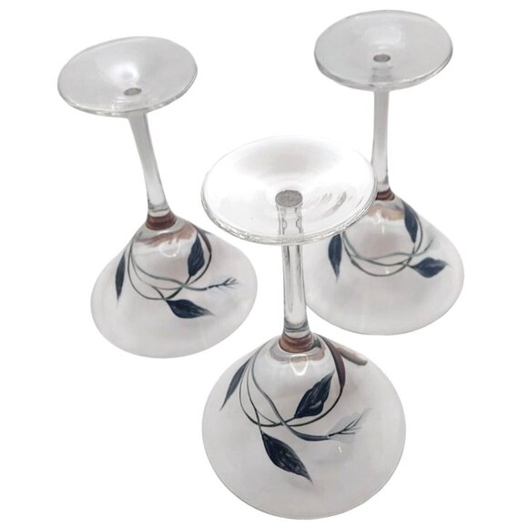 Hand Painted Botanical Floral Clear Glass Martini Cocktail Glasses Set of 3 - Picture 4 of 9